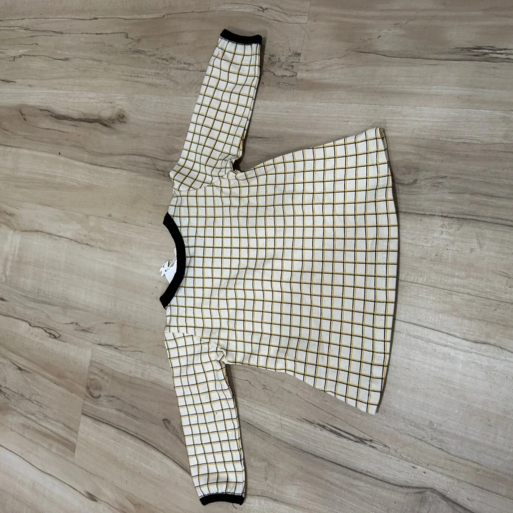 Lil' Lemons Baby Girl Plaid 12-18M Pocket Long Sleeve‎ Yellow Black